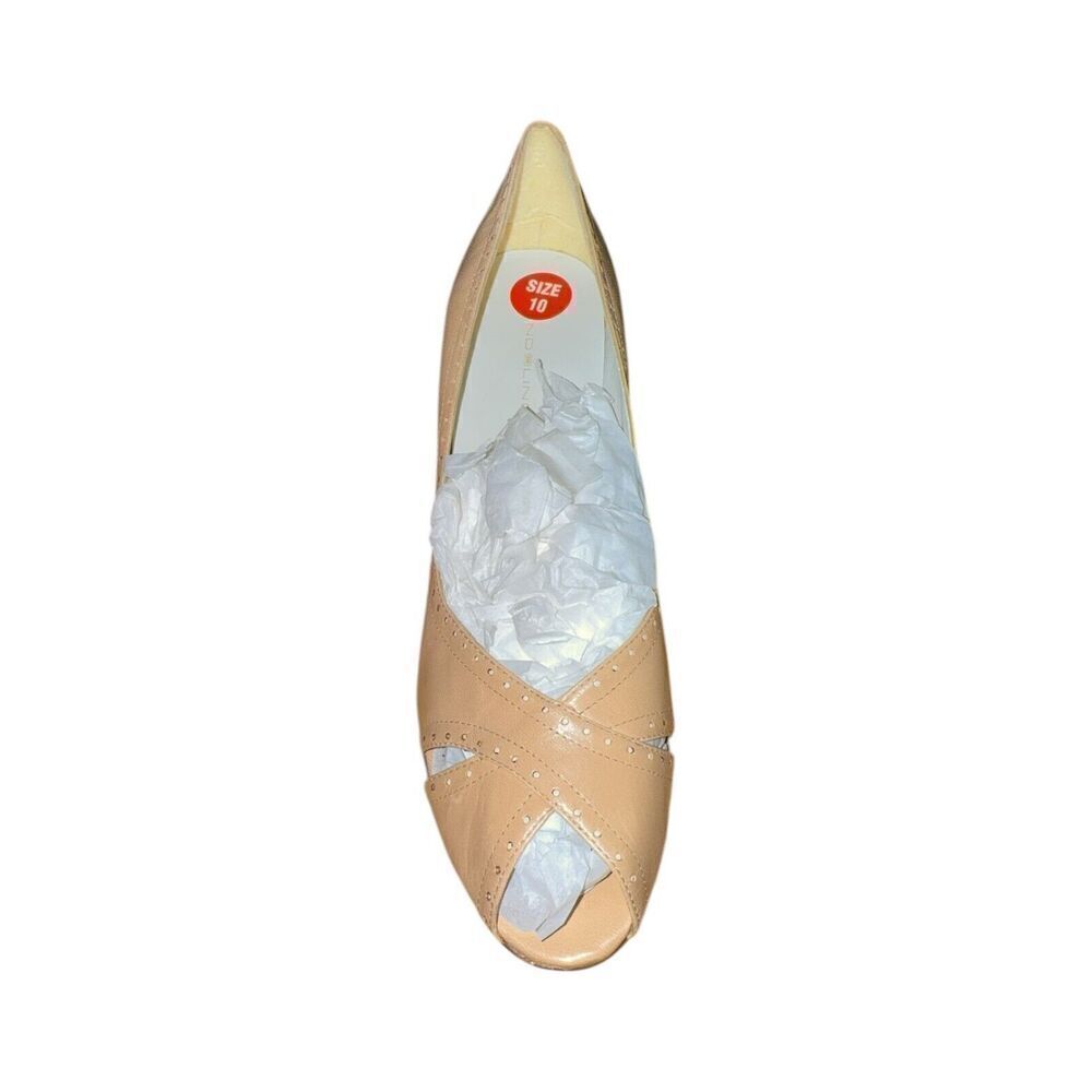 Bandolino Nataly Light Natural Color Leather Open Toe Pumps Womens Size 10 NWB - Picture 2 of 10